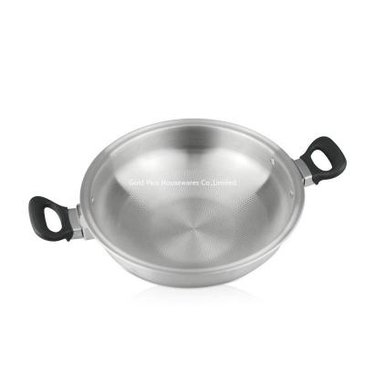 Rapid Warming 304 Try-Ply Stainless Steel Wok Pan With Double Ear