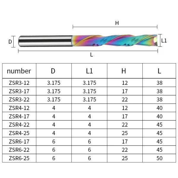 Best Selling YingBa DLC Tungsten Steel 2F Spiral End Mill 6*22*50 For Acrylic,PVC,Electronic Technology CNC Wood Bit