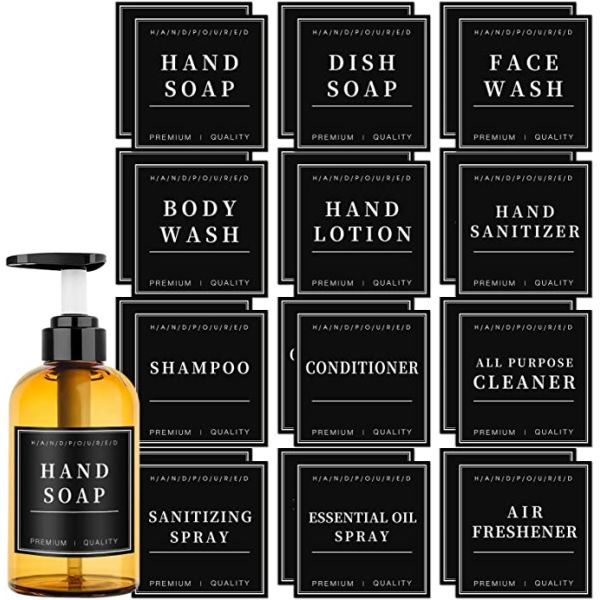Custom Brand Logo 16oz Pump Adhesive Waterproof Shampoo Hand Lotion Label Sticker Vinyl for Candle Craft Private Moisturizing