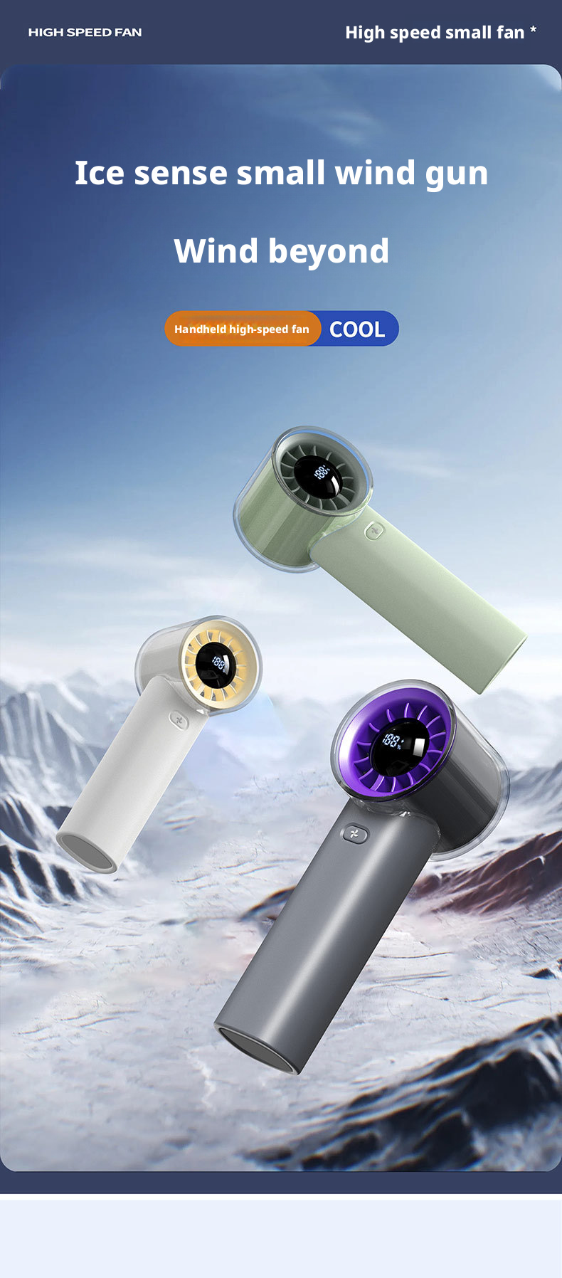 High Speed Quiet Mini Portable Fan With 3000mAh Battery Handheld USB Blower Fan