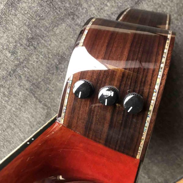 Custom 40 Inch All Solid KOA Wood Solid Rosewood Back Side Real Abalone Acoustic Guitar with BB Band Pickup