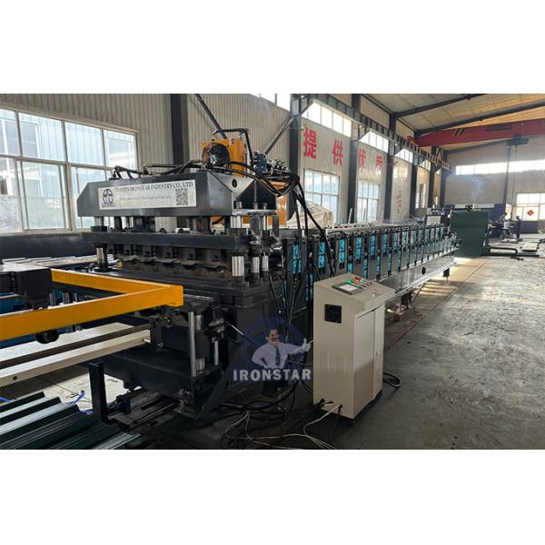 6 rib trapezoidal and 6 rib bamboo tile double layer roll forming machine in Romania 2 layer roll forming machine