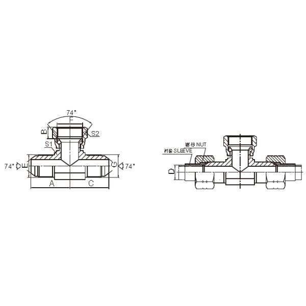 Male JIC Hydraulic Adapters / 2 Inch Jic Tee Fitting Forged Technics