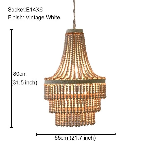 Gold Chandelier Wooden Beaded Lighting Fixture Fringe Hanging Light Silas Chandelier (WH-AP-652)