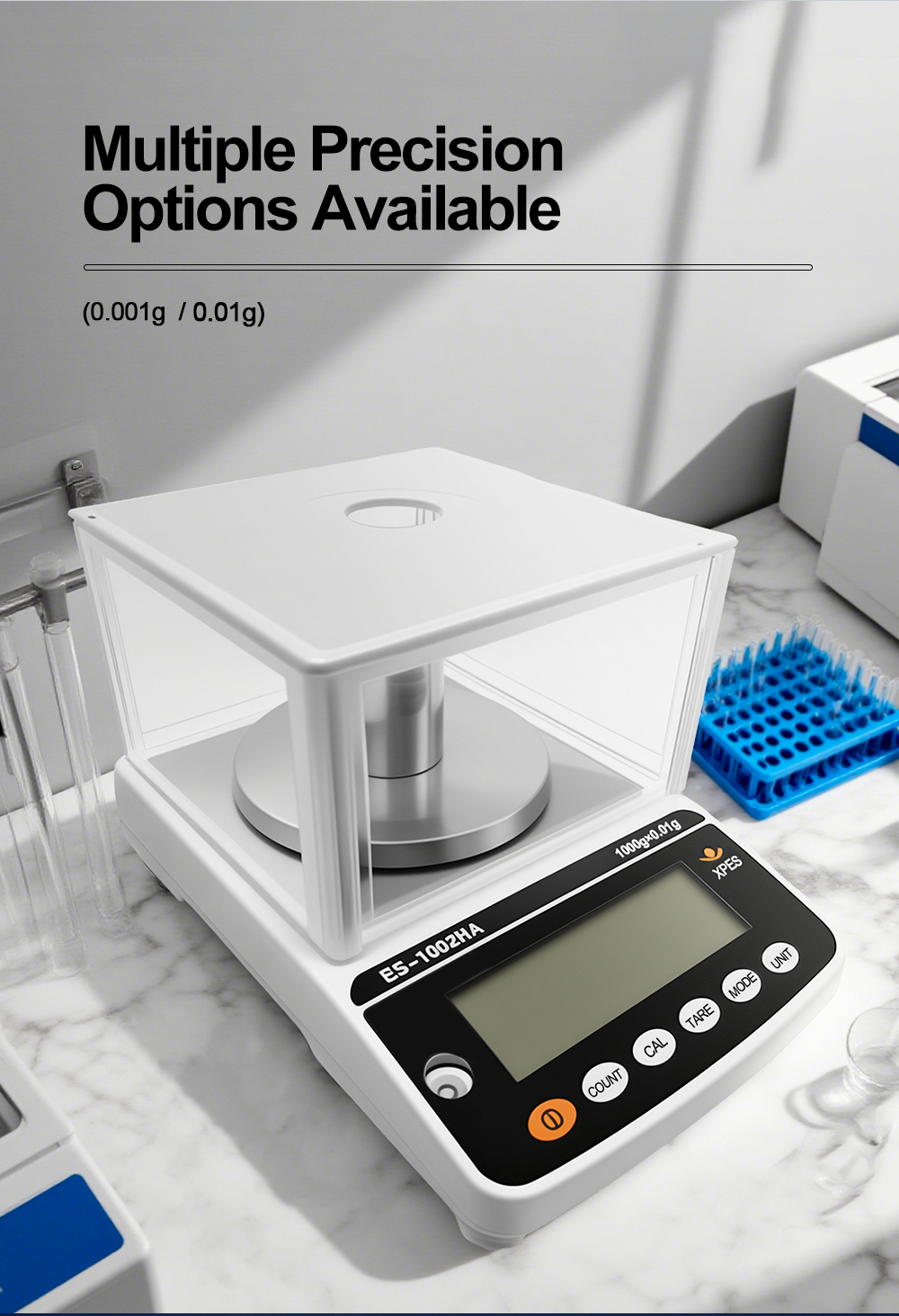Electronic Balance 100g-1200g Range High Precision 0.01g Resolution Laboratory Balance with Hood Shield for Laboratory Weighing