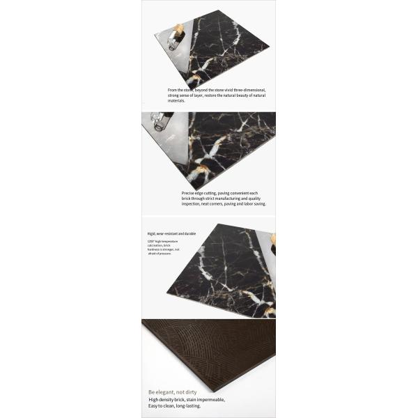 Double Layer Polished Porcelain Tile 600*600mm Black Golden Rose