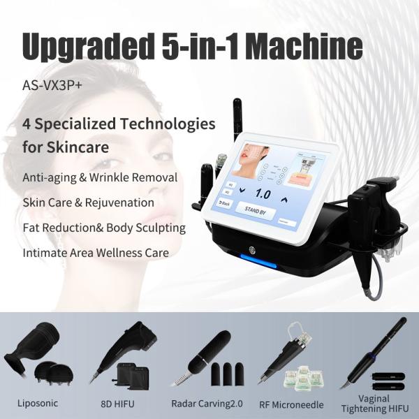 4D HIFU Machine для лифтинга лица и удаления жира с 15-дюймовым цветовым сенсорным экраном и 11 картриджами