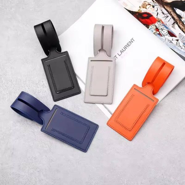 Customized Logo Travel Suitcase Tag PU Leather Luggage Tags Water Resistant