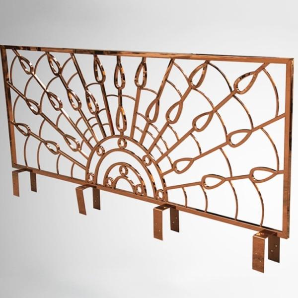 Aluminum Metal Stair Railing Gold Tubular Steel Railings Design Customizable