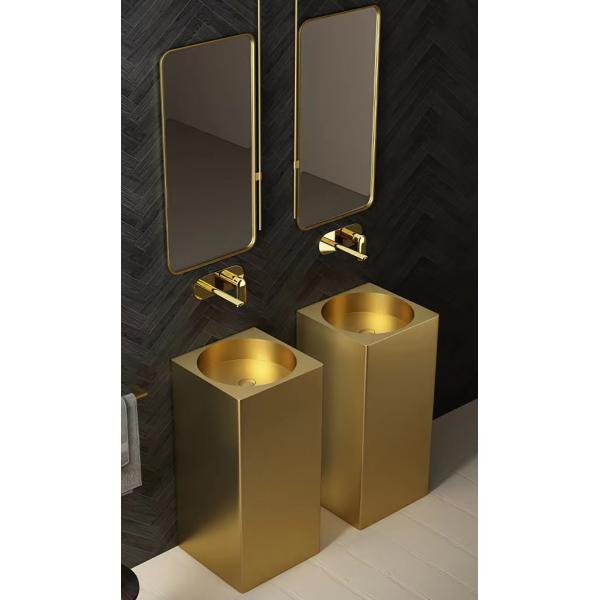 Multi Colors Stainless Steel Hand Wash Sink Freestanding Square Column Shape