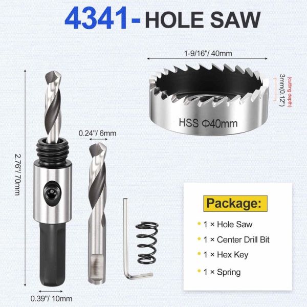40mm HSS Hole Saws Bright Finish Smooth Boring HSS Hole Cutter