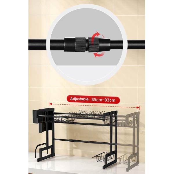 Width 300mm Adjustable Dish Drying Rack Over Sink OEM For Kitchen 500mm Height