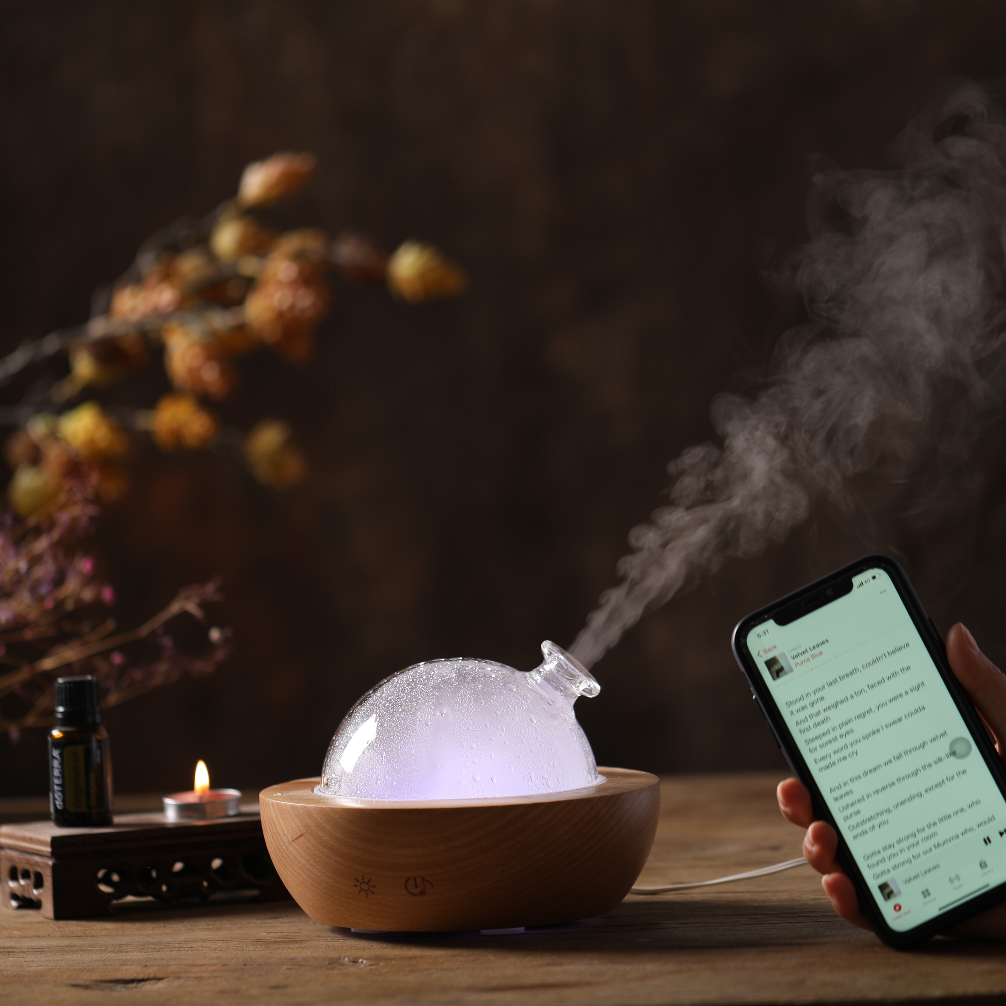 7-Color RGB Light Bluetooth Music Low Noise Ultrasonic Aroma Diffuser Essential Oil Diffuser