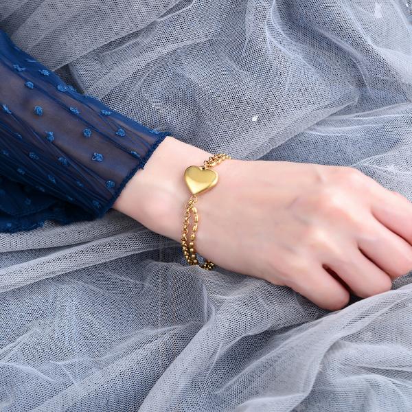Niche Luxury Brand Jewelry 24k Gold Heart shape Bracelet Valentine's Day present