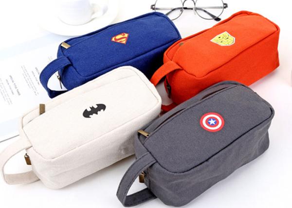custom creative canvas pen bag with large capacity multi-layer zipper stationery bag for pens