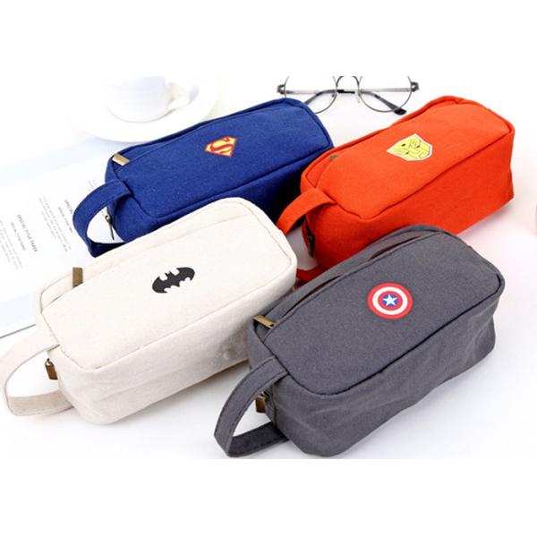 custom creative canvas pen bag with large capacity multi-layer zipper stationery bag for pens