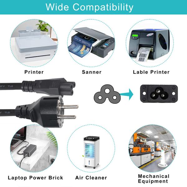 VDE CEE7-7 EU電源ケーブルからIEC C5 10A 250Vシュコケーブル