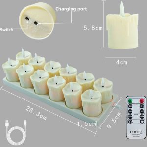 USB Electric Lighter Remote Control 3D Real Flame Rechargeable Plastic Tealight