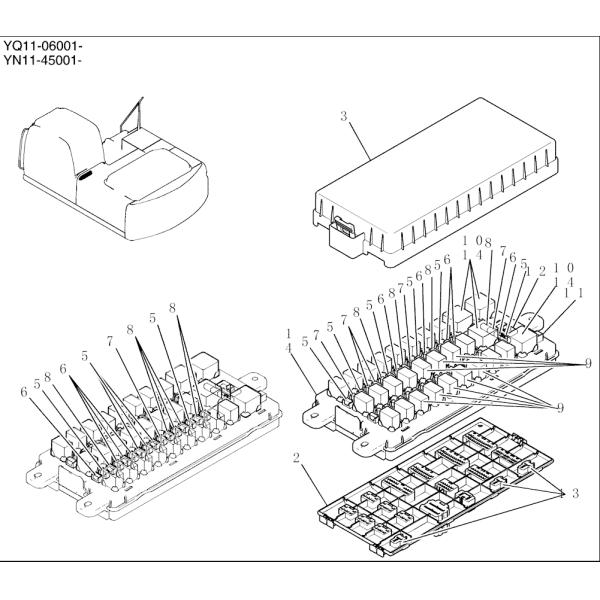 YN24E00016F2 Fuse Box Assy Relay Box Mini Excavator Parts For Kobelco SK200-8 SK130-8 SK330-8 SK260