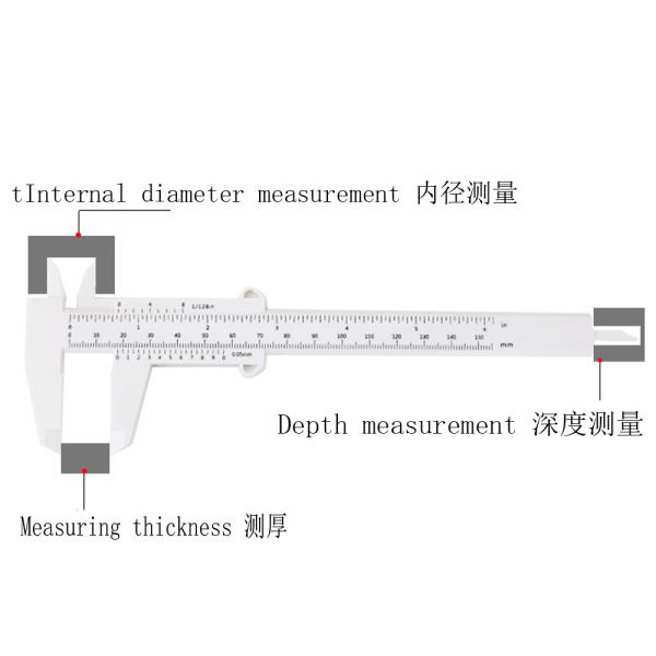 0-150mm Measuring Ruler Double Foot Plastic Vernier Caliper