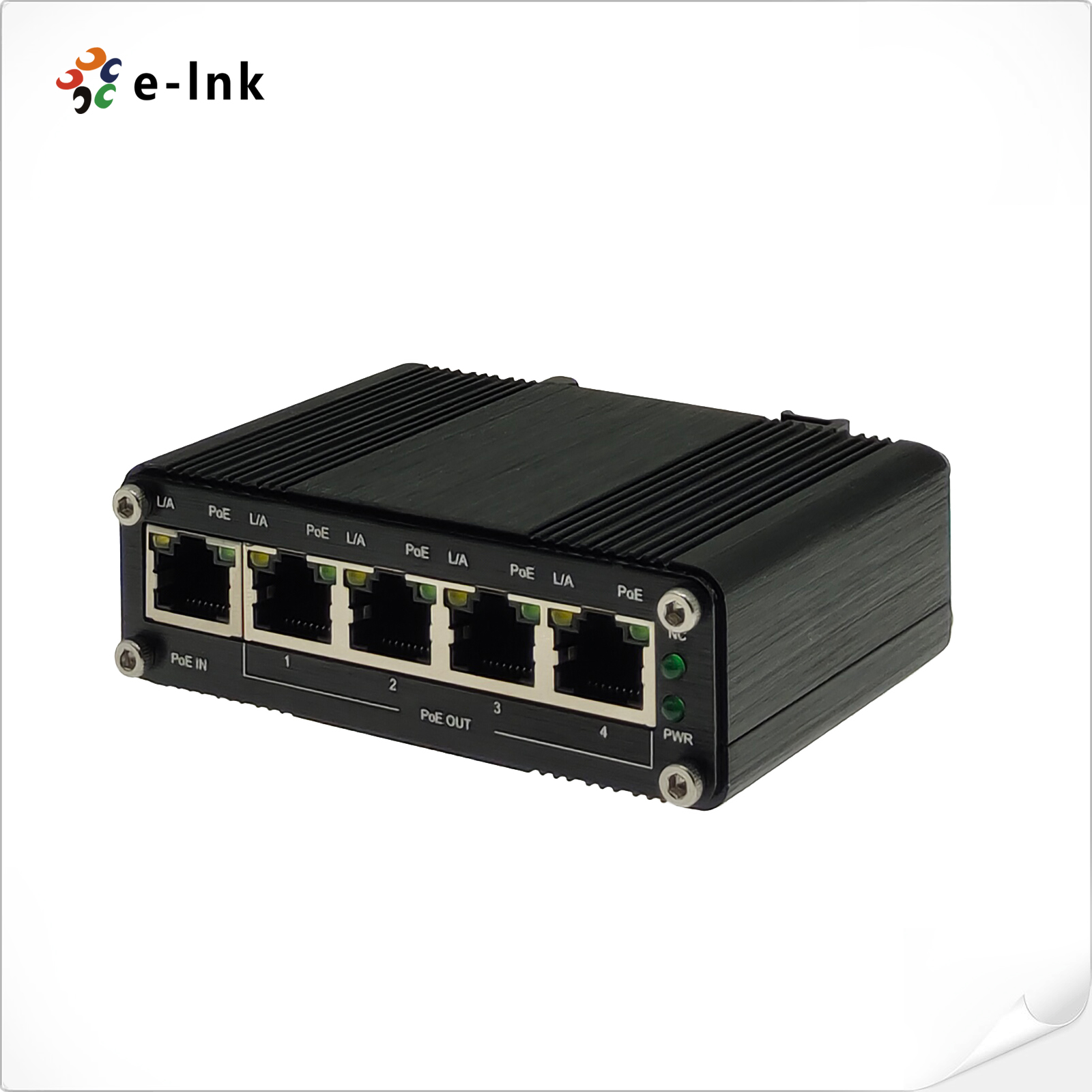 Промышленный наполнитель 10/100/1000Mbps PoE с 1-Port внутри & 4-Port вне