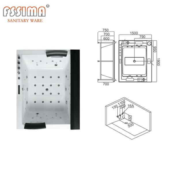 Водопад 6 Филиппин человека джакузи 2 ванны SPA водоворота ноги 1900mm