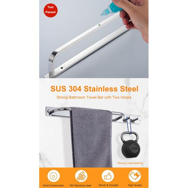 Mirror Polishing SUS304 Stainless Steel Towel Rack Holder 24 Inch For Kitchen Bathroom
