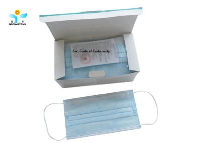 Customized Breathable Disposable Earloop Blue Face Mask 3 Ply For Adult Protection