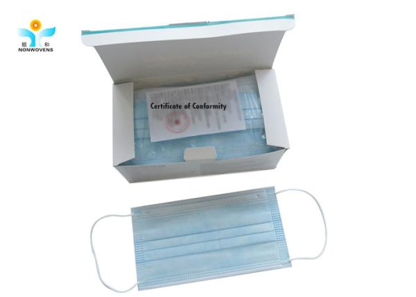 Customized Breathable Disposable Earloop Blue Face Mask 3 Ply For Adult Protection