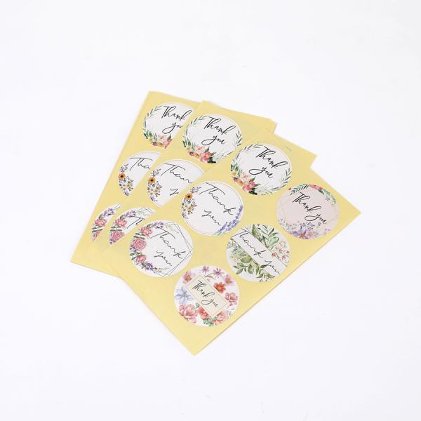 Self Adhesive Circle Thank You Stickers Label With Lamination Finish Custom Logo