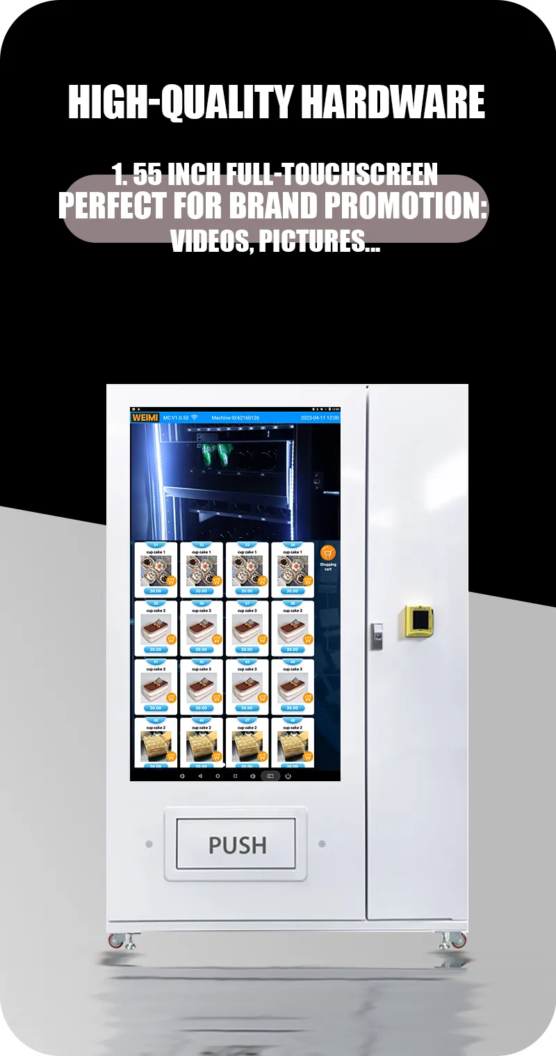 Large 55-Inch Touch Screen Vending Machine with Lightbox For Selling Snacks and Drinks