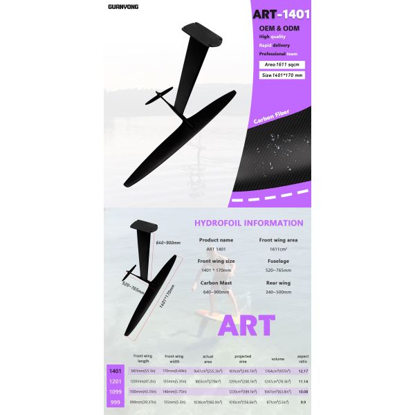 1611 Sqcm Surf Hydrofoil 1201MM Beginner Foil Surfing  For Efoil Wingfoil Wave Pumping