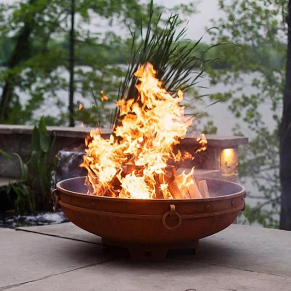 Corten Steel Garden Outdoor Firepit Modern Fireplace Heating Wood Burning