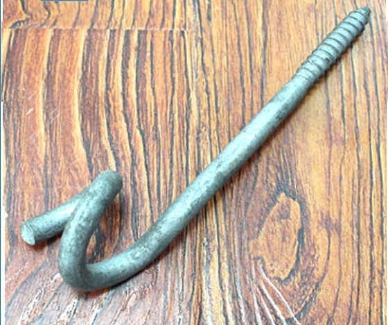 HDG Lag Thread Screw Hook Bolt / Pigtail Eye Bolt Carbon Steel Material