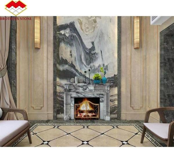 Indoor Fragrant Snow Plum Fireplace Surround in Arched French Style Stone for York Homes