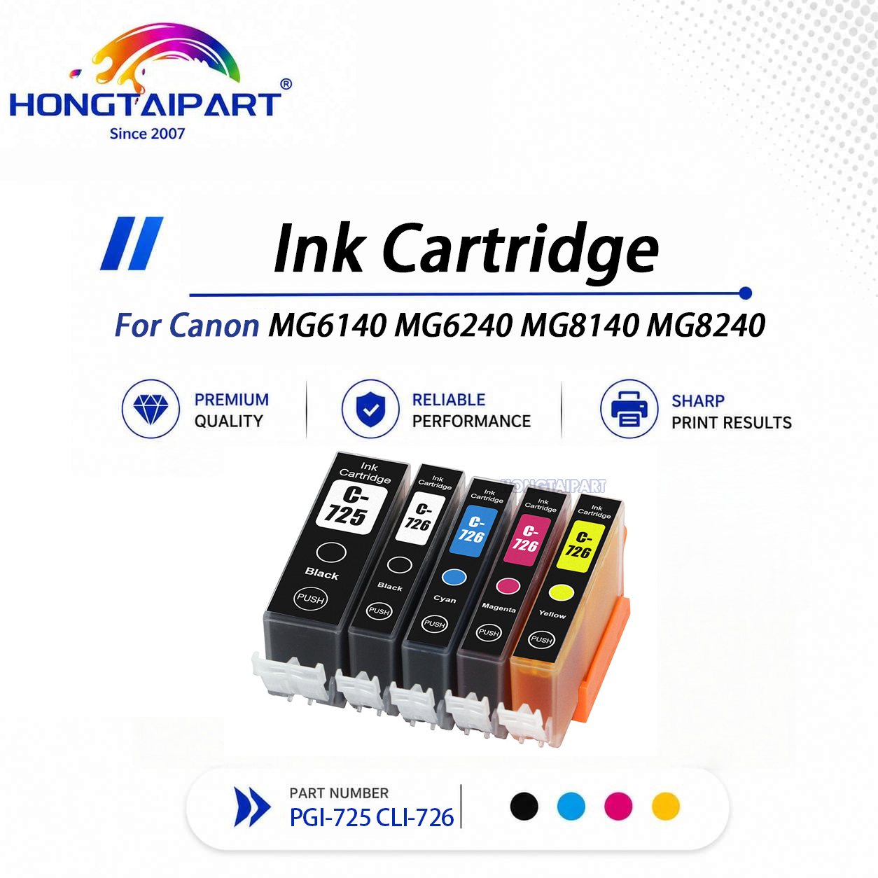 Compatible Ink Cartridge PGI‑725 CLI‑726 For Canon PIXMA MG6140 MG6240 MG8140 MG8240 Inkjet Printer