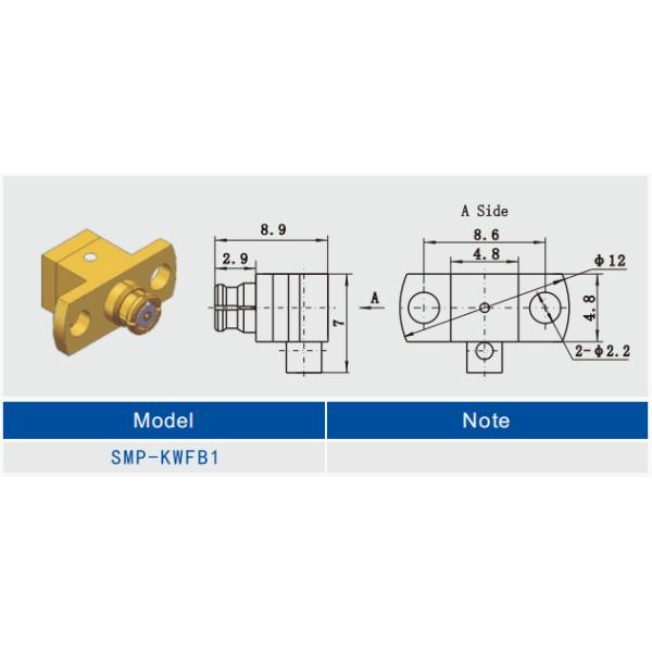 PTFE Insulator SMP Female 2 Hole Flange Mount Cable Connector Mating Cable 0.047