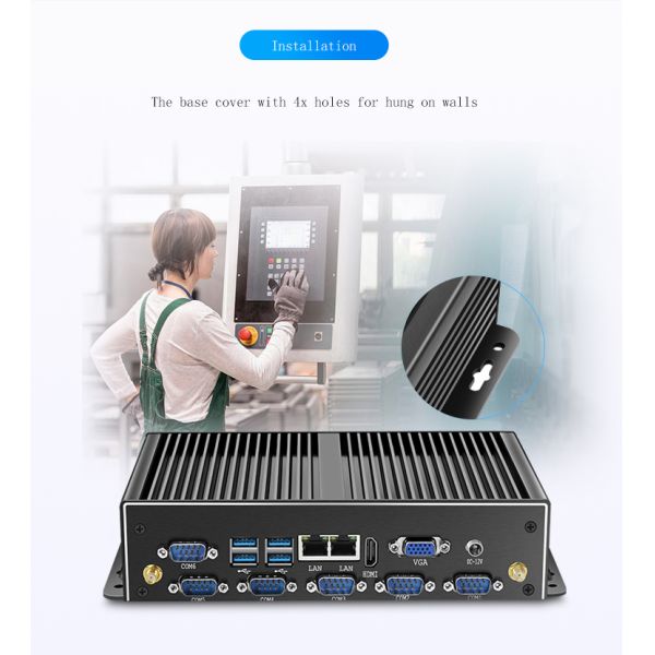 HLY Fanless Industrial Mini PC with Intel Core i5 4200U Dual Gigabit Ethernet and RS232 Ports