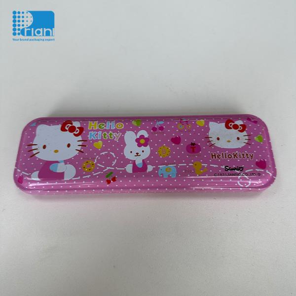 Recycled Metal Tin Pencil Box Customized shapes With Flip Box