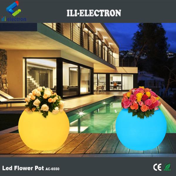 Rechargeable Plastic Led Flower Planter Frosted Finishing