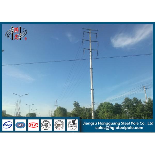 Transmission Line Project Electrical Power Pole , Metal Utility Pole 220KV Q345