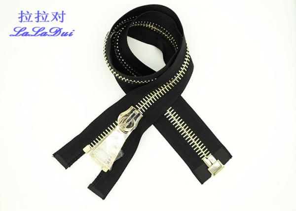 Bright 22 Inch Dual Separating Parka Zipper , Light Gold Teeth Reversible Separating Zipper