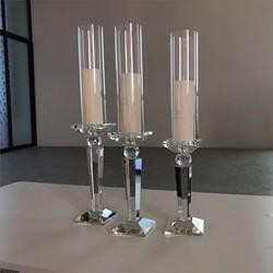 Prateado Preto 3 peças porta-velas Conjunto Central Cristal Velasco 20cm