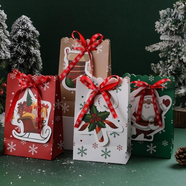 Рождество узла смычка ленты напечатало бумажные мешки для подарка упаковывая 5g/Pcs