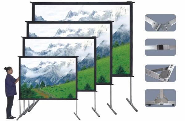 Front And Rear Fast Fold Projection Screen Portable Outdoor 200 300 Inch 16:9 4:3