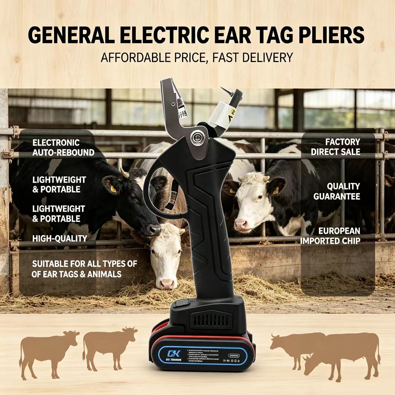 Electric Ear Tag Applicator with Safety Button for Quick and Secure Tagging of