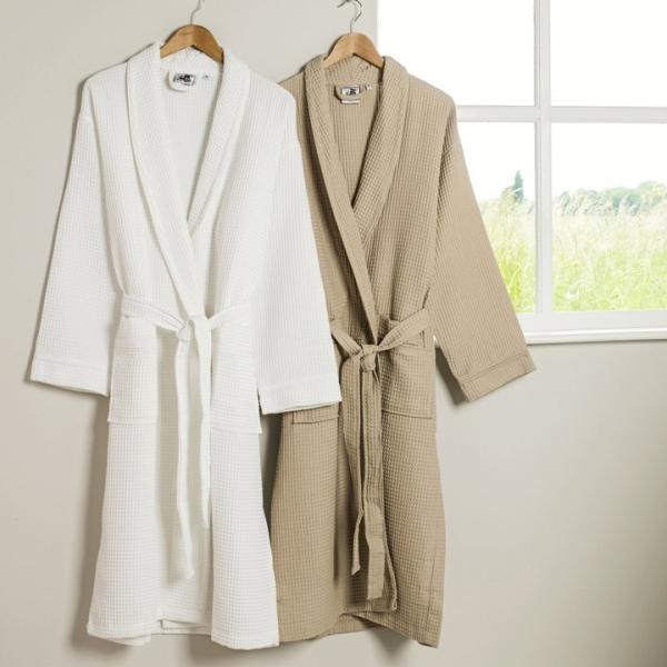 Luxury White Terry Cloth Robe Jacquard Weave With Long Sleeve