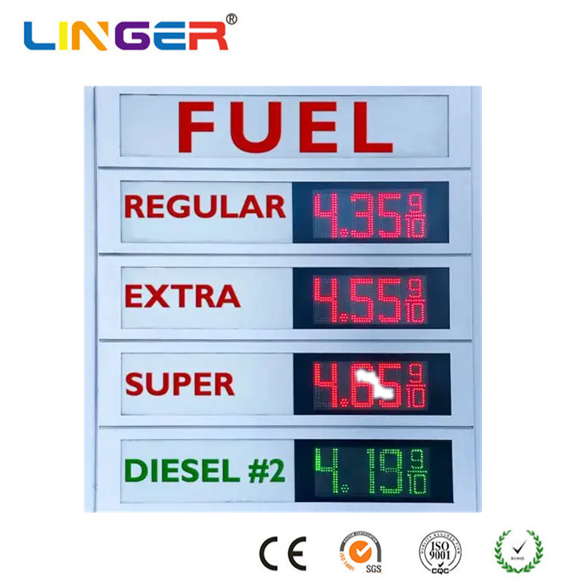 4 Line Petrol Station Price Board HD Gas Station Sign Board White With Moving