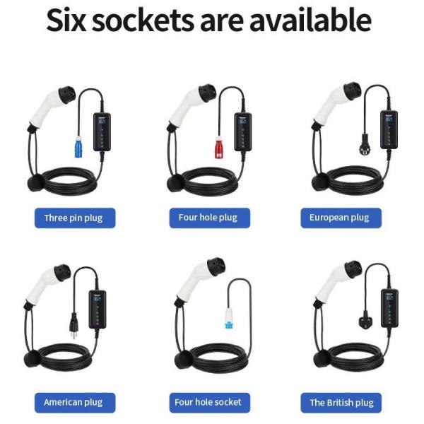 8-32A Current Adjustable 7Kw Level 2 Home Evse Portable Ev Charger Type 2 Iec 62196
