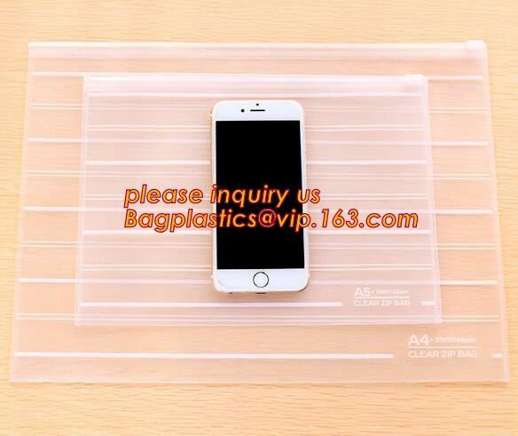 Frosted surface easy to seal zipper file bag, stationary holder pack,transparent frosted A4/A5 bag, protable slider seal